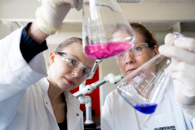 Dekorativt billede, der viser to mennesker i et laboratorie
